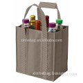 Durable 600D Polyester 6 pack wine bag with reinforced long handles